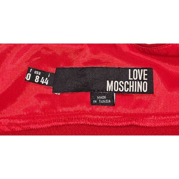 Love Moschino Women's Red Short Flutter Sleeve Relaxed Midi Dress Size 8 2790 - Picture 7 of 10